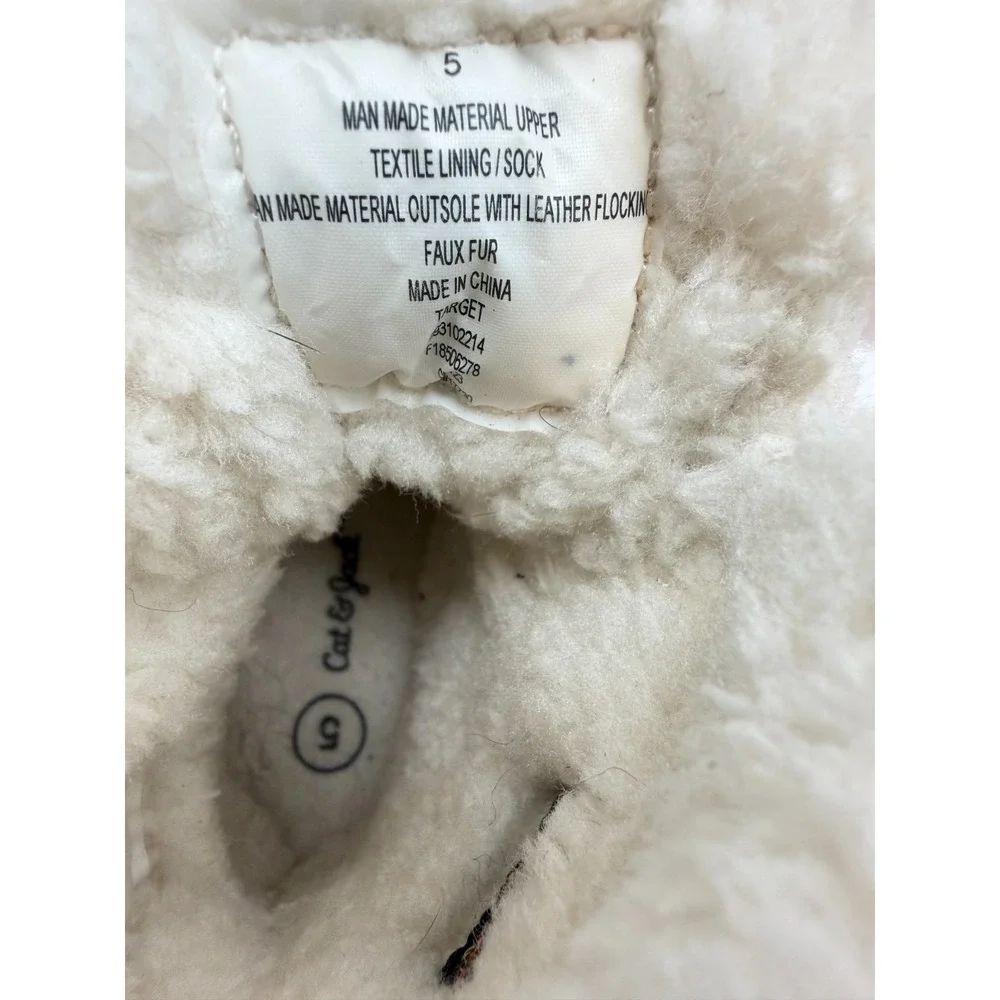 Cat & Jack Pink Grey Faux Fur Trim Winter Cute Snow Boots Toddler Girl's Size 5